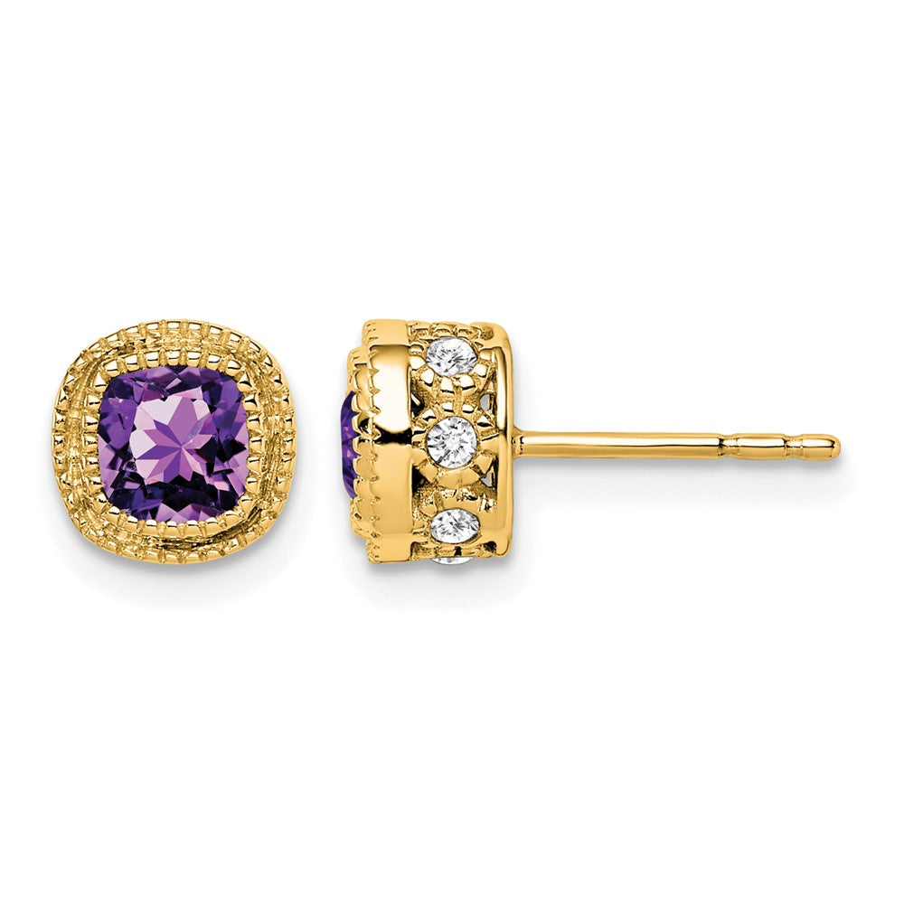 Cushion Gemstone and Diamond Earrings