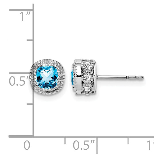 Cushion Gemstone and Diamond Earrings