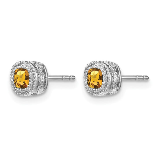 Cushion Gemstone and Diamond Earrings