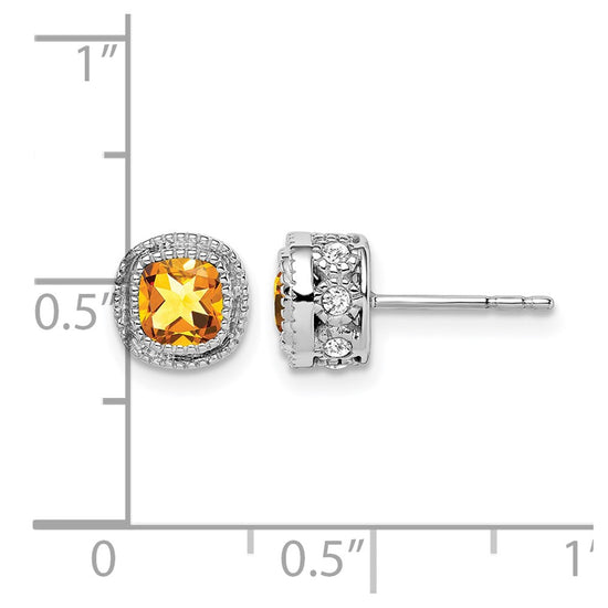 Cushion Gemstone and Diamond Earrings