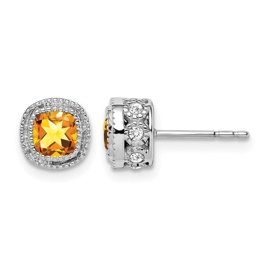Cushion Gemstone and Diamond Earrings