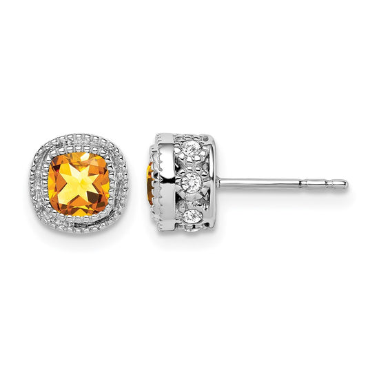 Cushion Gemstone and Diamond Earrings