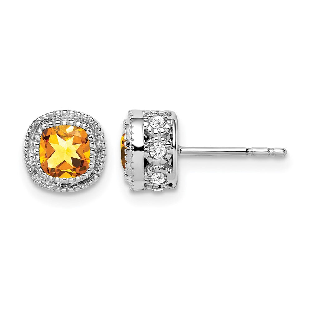 Cushion Gemstone and Diamond Earrings