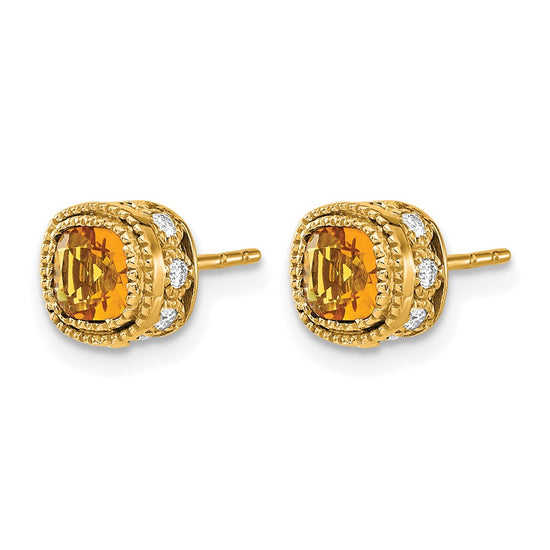 Cushion Gemstone and Diamond Earrings