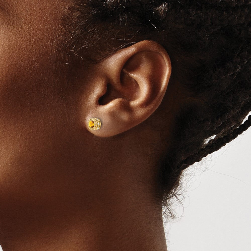 Cushion Gemstone and Diamond Earrings