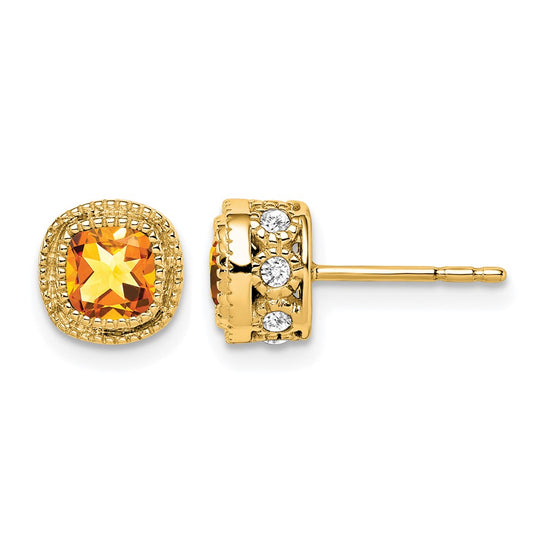 Cushion Gemstone and Diamond Earrings