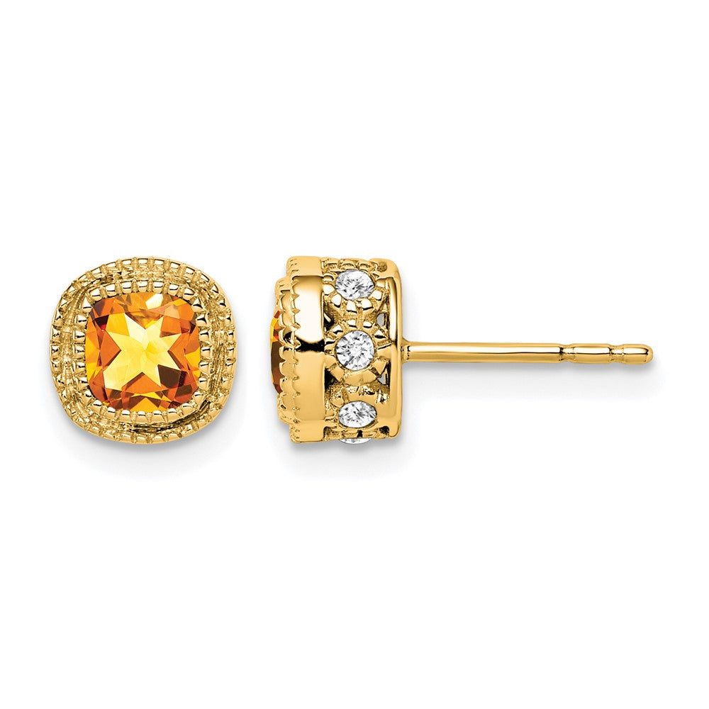 Cushion Gemstone and Diamond Earrings