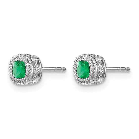 Cushion Gemstone and Diamond Earrings