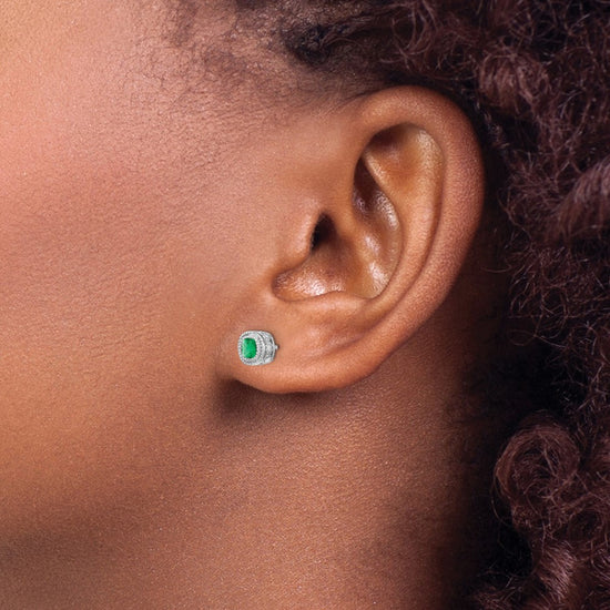 Cushion Gemstone and Diamond Earrings