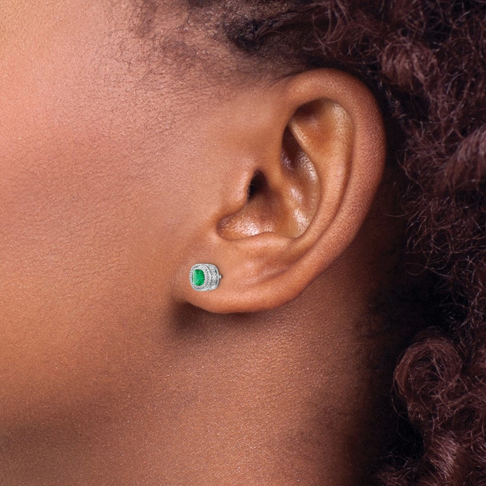 Cushion Gemstone and Diamond Earrings