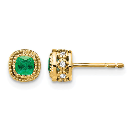 Cushion Gemstone and Diamond Earrings