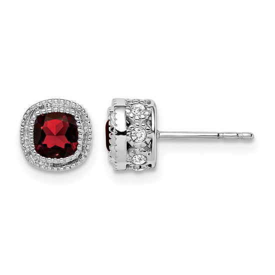 Cushion Gemstone and Diamond Earrings