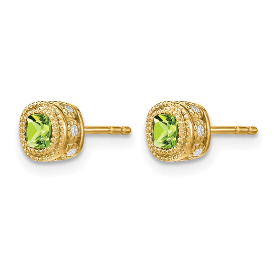 Cushion Gemstone and Diamond Earrings