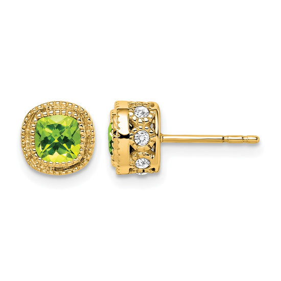 Cushion Gemstone and Diamond Earrings