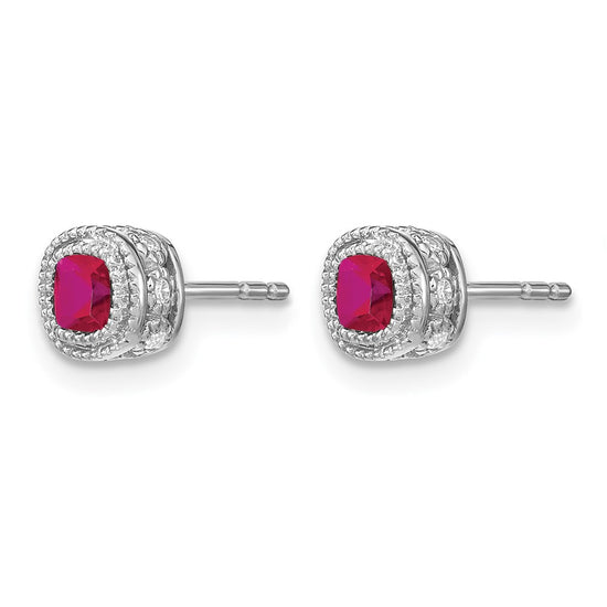 Cushion Gemstone and Diamond Earrings