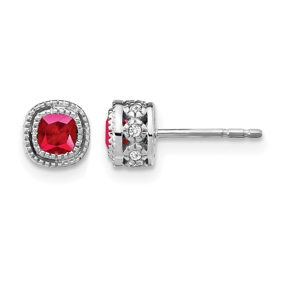 Cushion Gemstone and Diamond Earrings