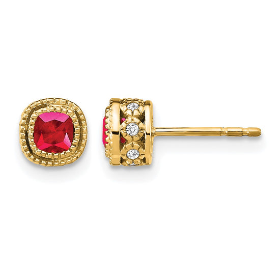 Cushion Gemstone and Diamond Earrings