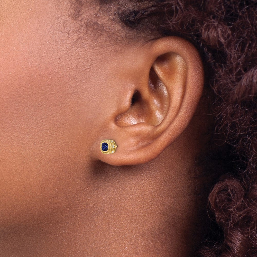 Cushion Gemstone and Diamond Earrings