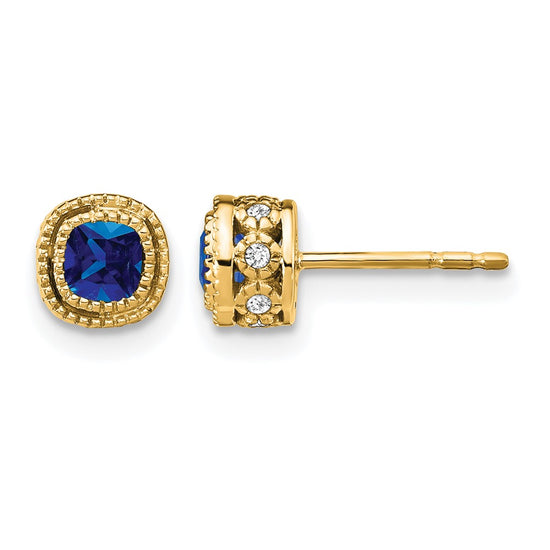 Cushion Gemstone and Diamond Earrings