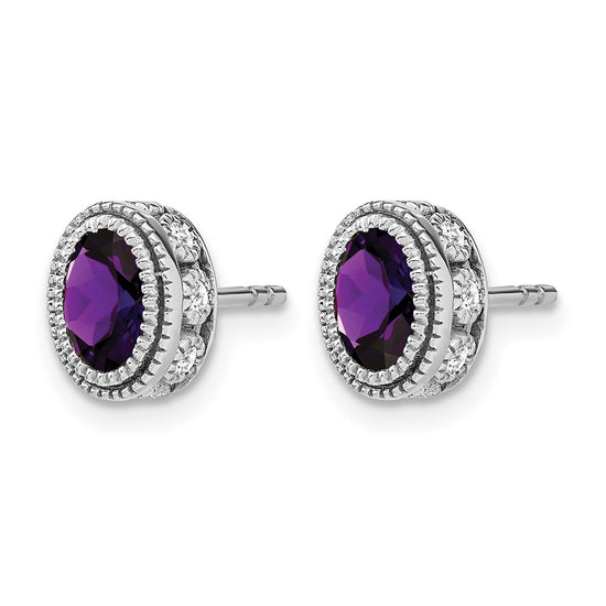 Oval Gemstone and Diamond Earrings