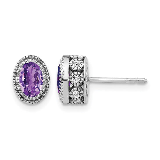 Oval Gemstone and Diamond Earrings