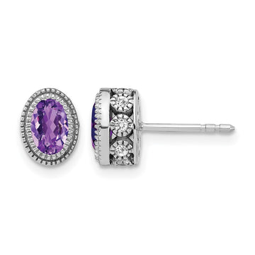 Oval Gemstone and Diamond Earrings