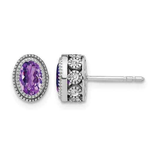 Oval Gemstone and Diamond Earrings
