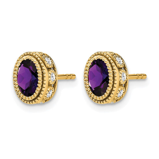 Oval Gemstone and Diamond Earrings