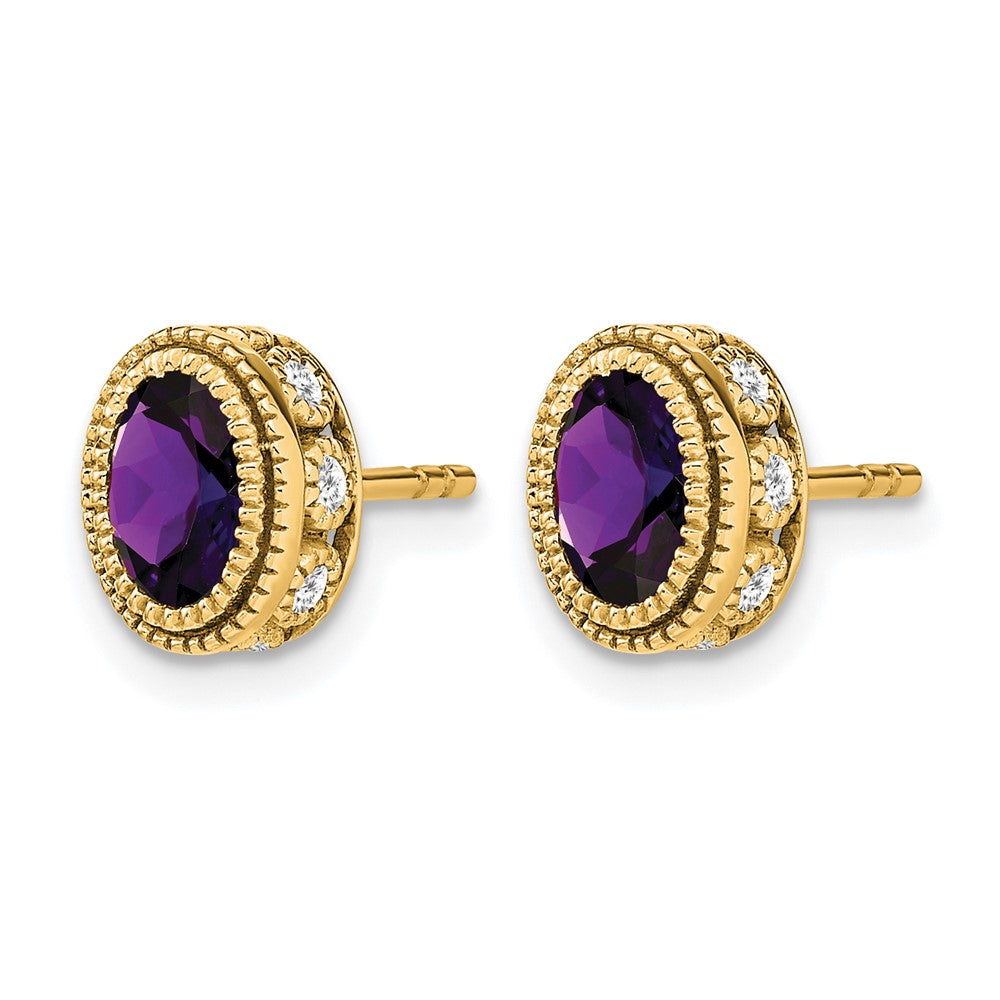 Oval Gemstone and Diamond Earrings