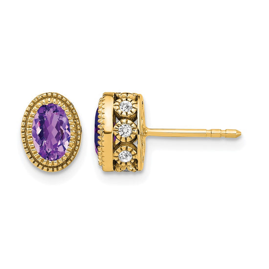 Oval Gemstone and Diamond Earrings