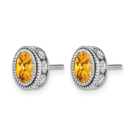 Oval Gemstone and Diamond Earrings