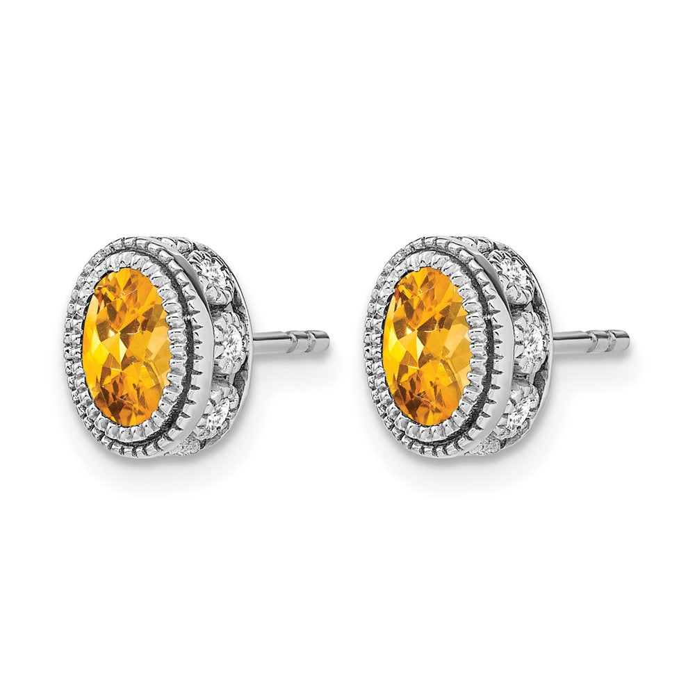 Oval Gemstone and Diamond Earrings