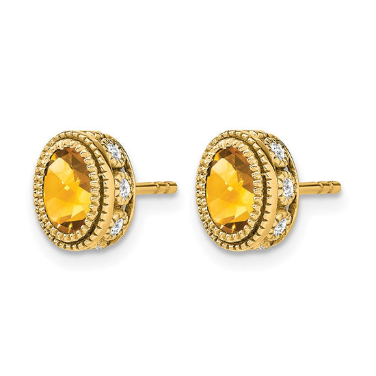 Oval Gemstone and Diamond Earrings