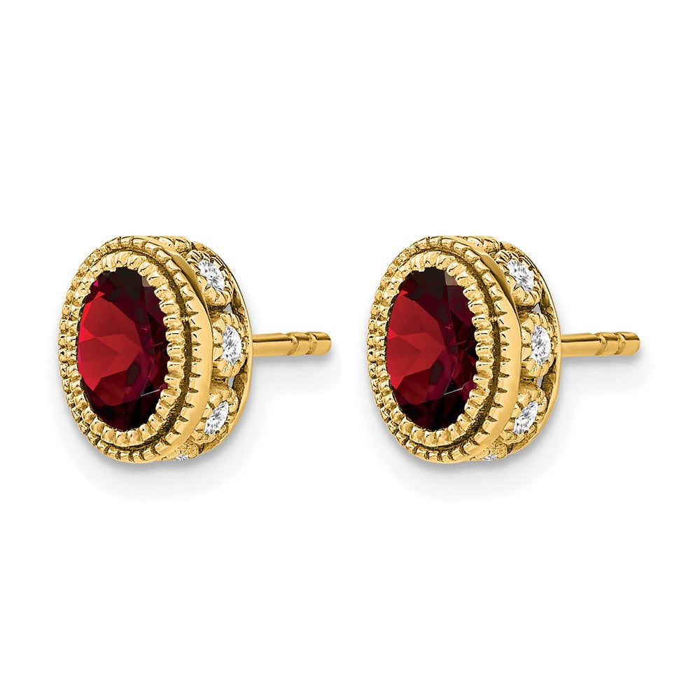 Oval Gemstone and Diamond Earrings