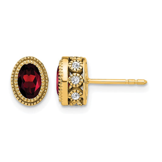 Oval Gemstone and Diamond Earrings