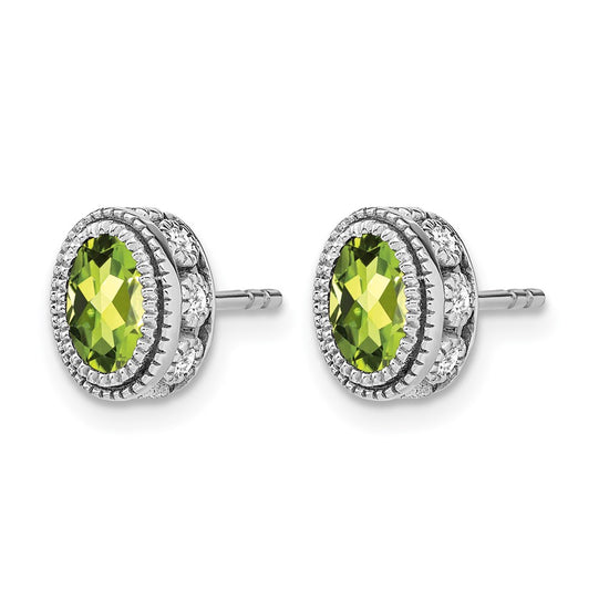 Oval Gemstone and Diamond Earrings