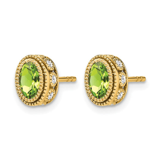 Oval Gemstone and Diamond Earrings