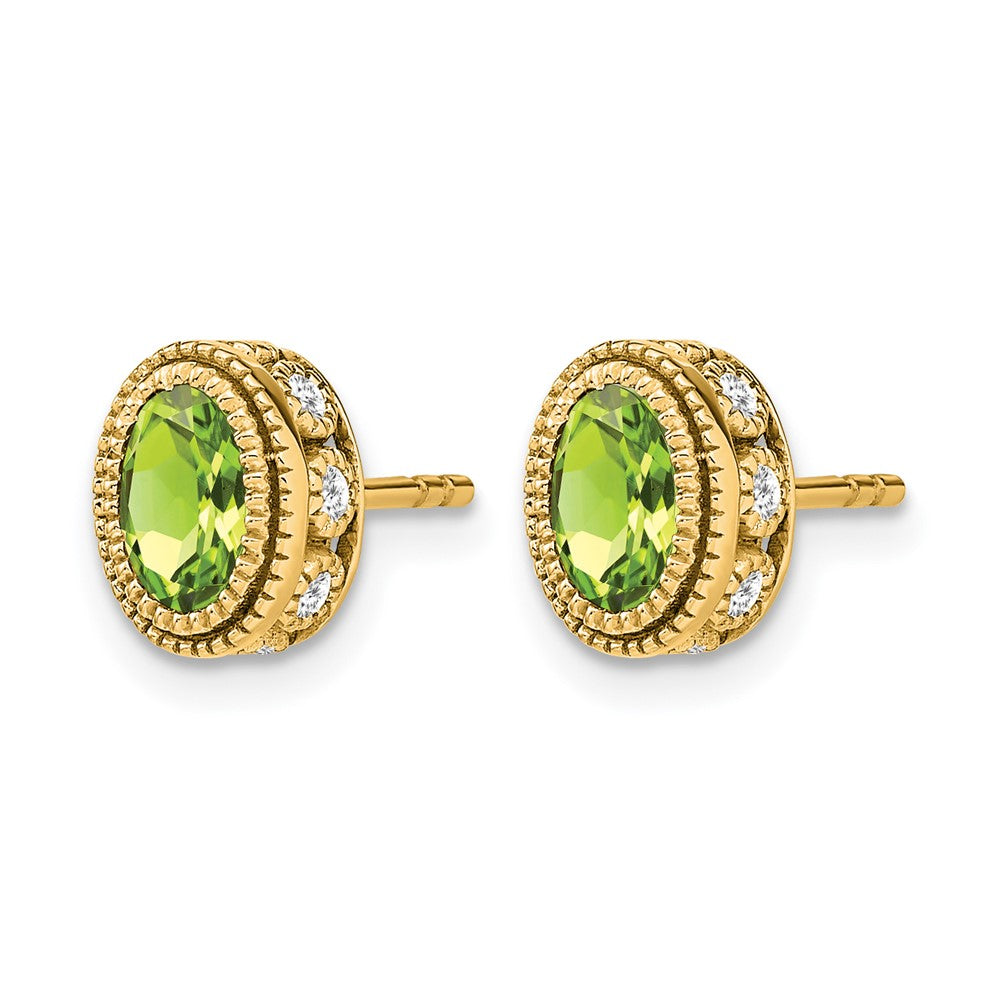 Oval Gemstone and Diamond Earrings