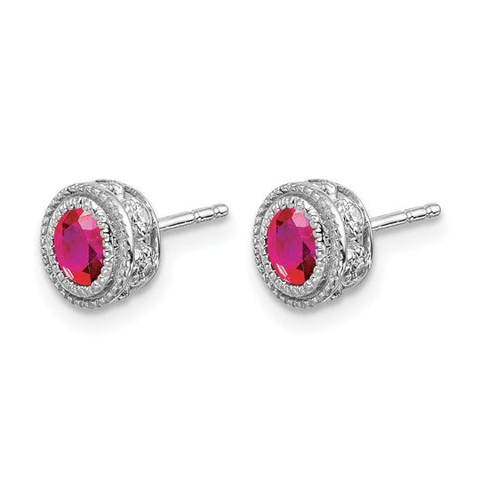 Oval Gemstone and Diamond Earrings