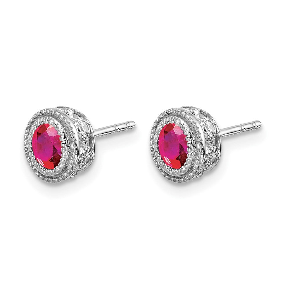 Oval Gemstone and Diamond Earrings