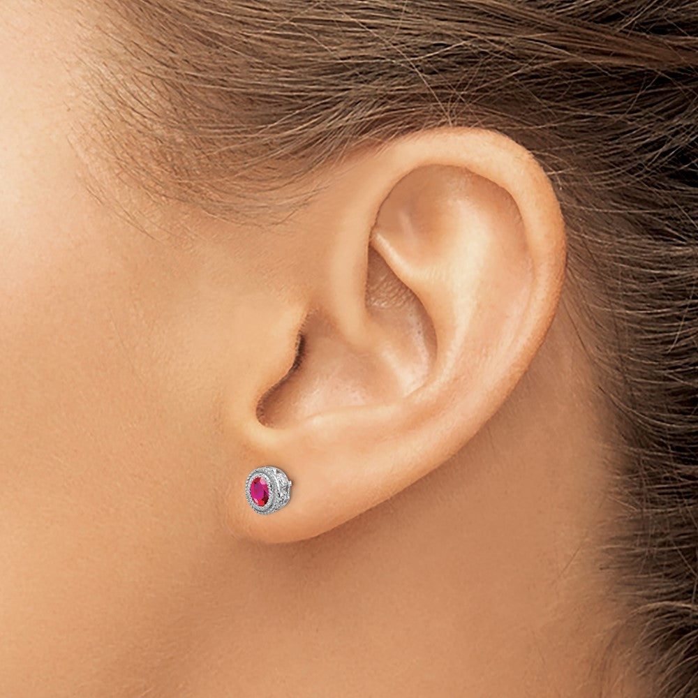 Oval Gemstone and Diamond Earrings