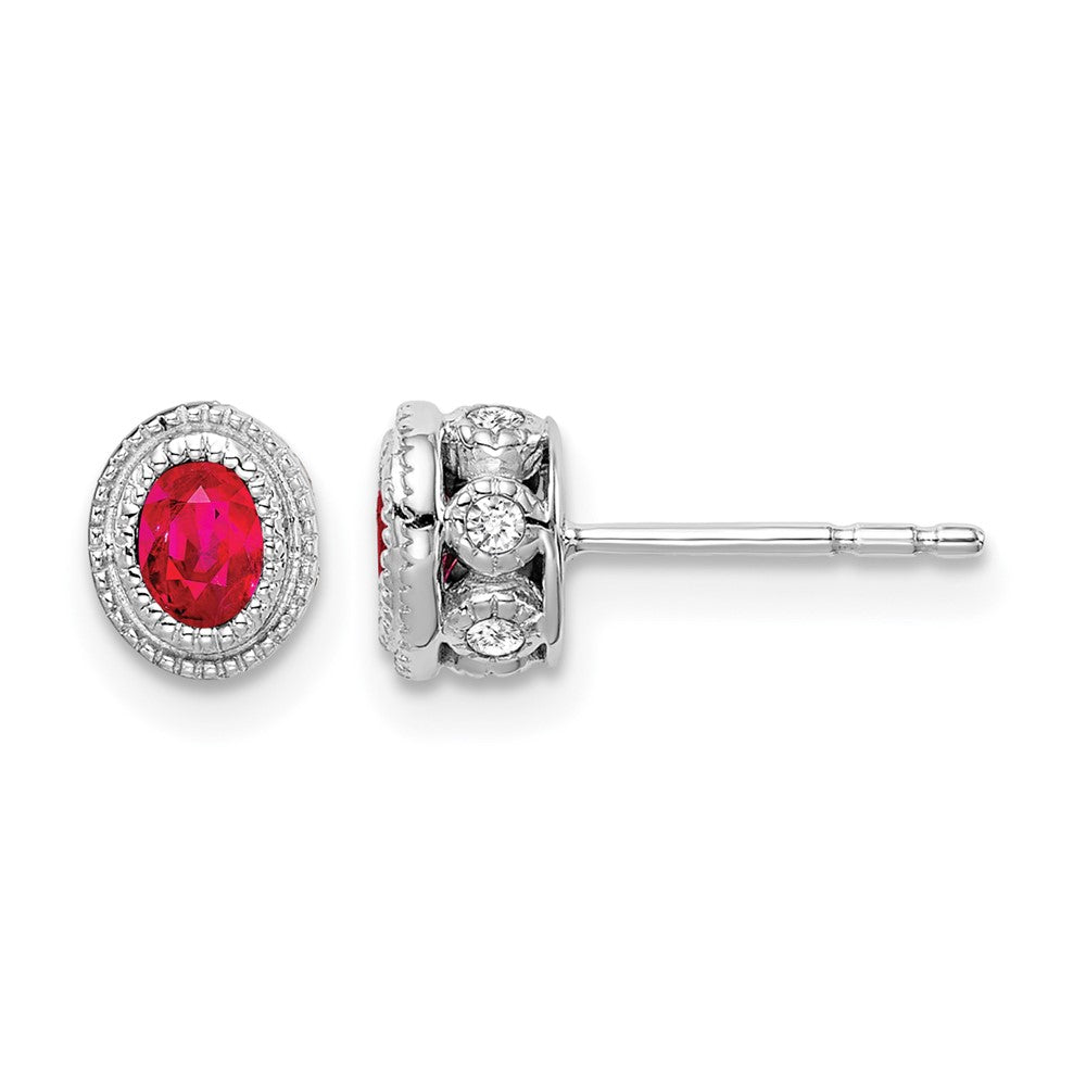 Oval Gemstone and Diamond Earrings