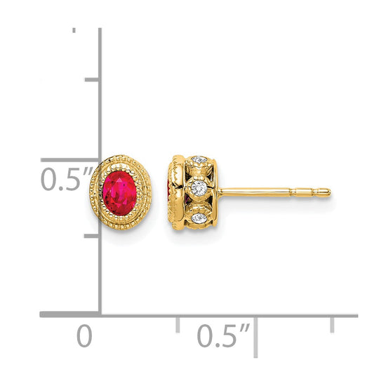 Oval Gemstone and Diamond Earrings