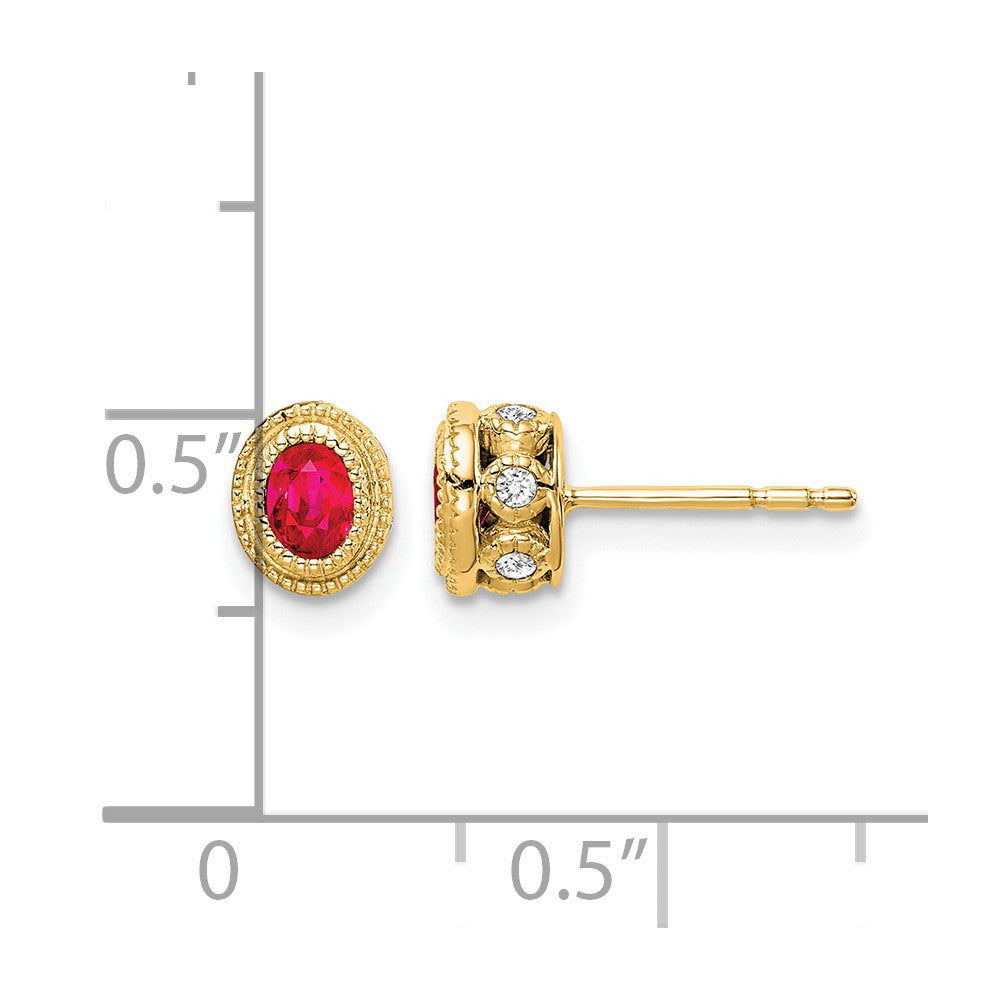 Oval Gemstone and Diamond Earrings