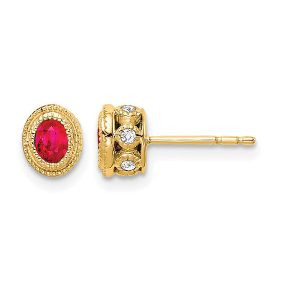 Oval Gemstone and Diamond Earrings