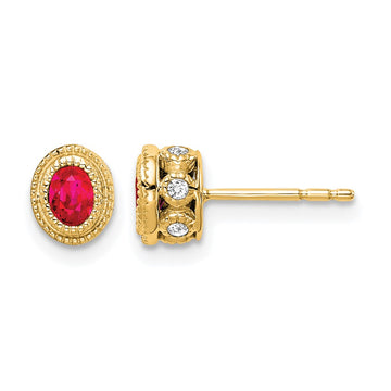 Oval Gemstone and Diamond Earrings