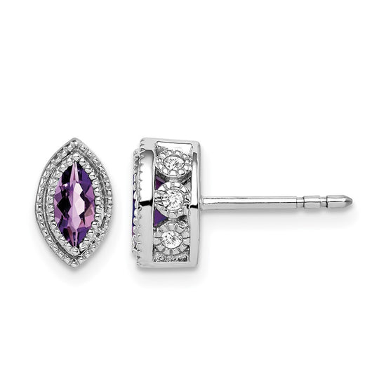 Marquise Gemstone and Diamond Earrings
