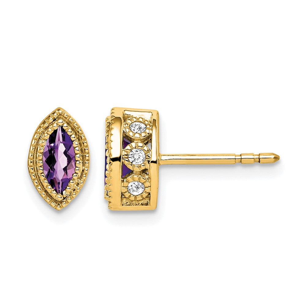 Marquise Gemstone and Diamond Earrings