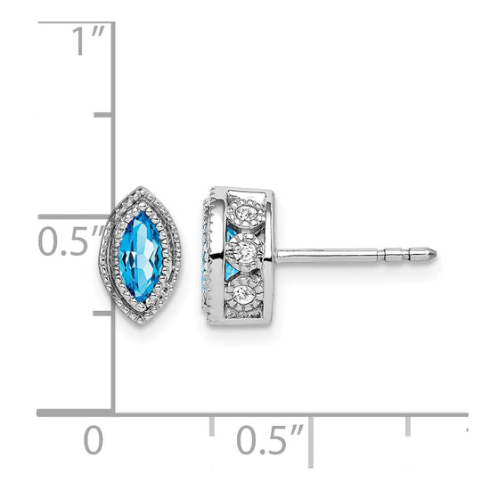 Marquise Gemstone and Diamond Earrings