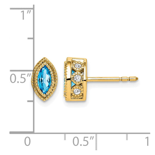 Marquise Gemstone and Diamond Earrings